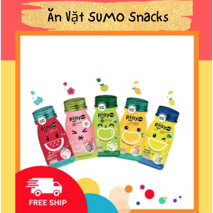 Kẹo Ngậm The 8 Vị Dưa Hấu, Xí muội, Đào, Nho Playmore Thái Lan 12g-Ăn Vặt Sumo Snack