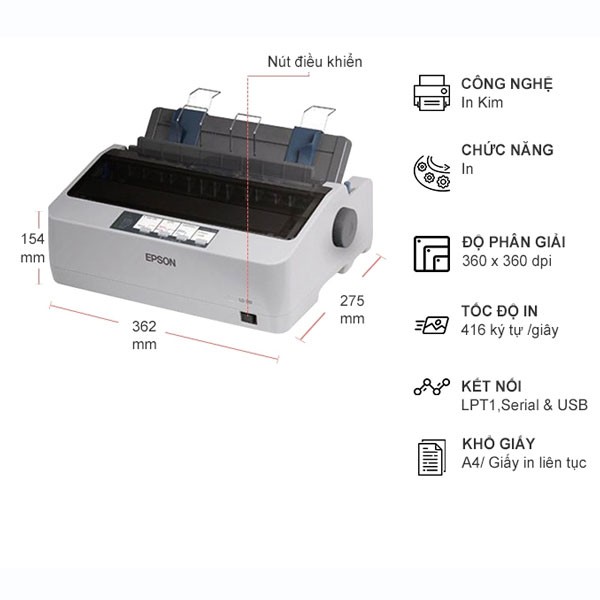 Máy in kim EPSON LQ-310 - Hàng Chính Hãng