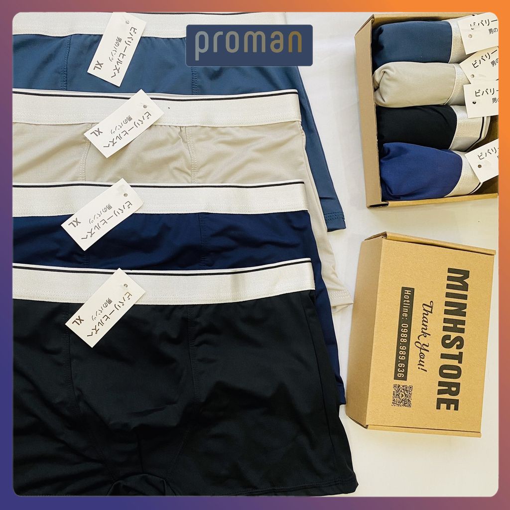 Quần lót nam thun lạnh cao cấp xuất Nhật xịn, quần sịp đùi nam boxer siêu co dãn kháng khuẩn SDN01 (Che tên) - PROMAN