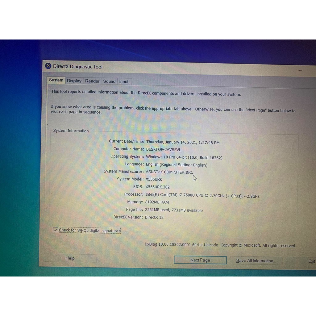 máy tính xách tay X556UR i7 7500U ram 8G SSD 120G màn 15.6 FHD VGA rời 2G