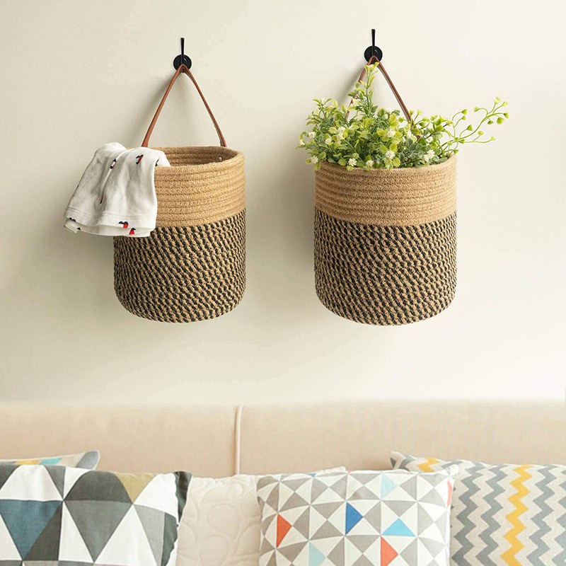 Woven  Hanging Basket Flower Plants, Handmade,Wall Basket Decor