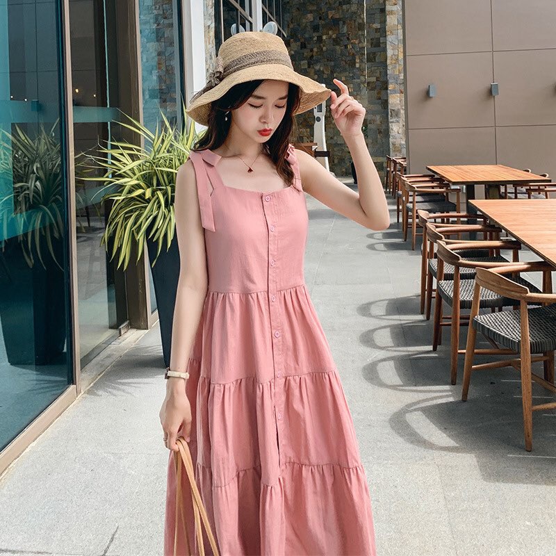 Đầm nữ , hai dây  dễ thương, thời trang, chất chéo nhung, thoáng mát,phù hợp đi tiệc đi du lịch YT. 01872