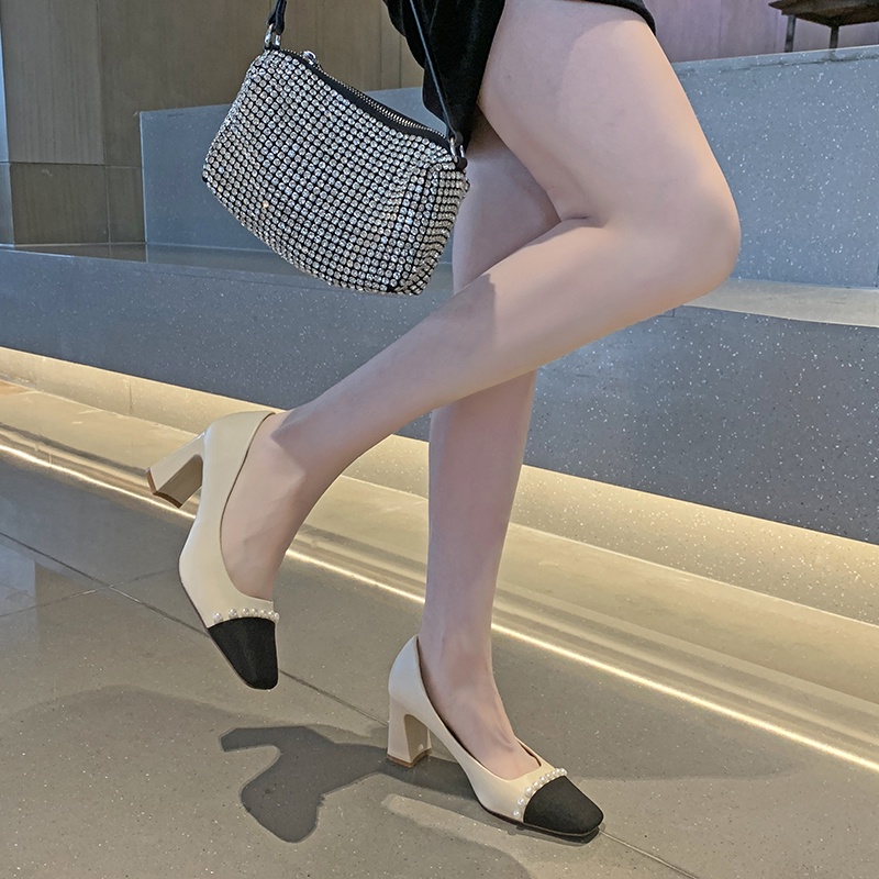 Giày Cao Gót Da Mũi Vuông Thời Trang Cho Nữ