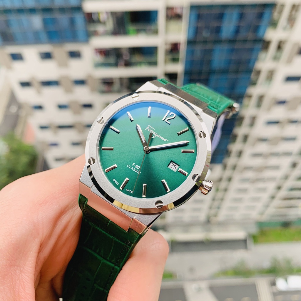 Đồng hồ nam chính hãng Salvatore Ferragamo F-80 Classics Green - SFDT00119 - Máy Quartz pin Thụy Sĩ - Kính Sapphire