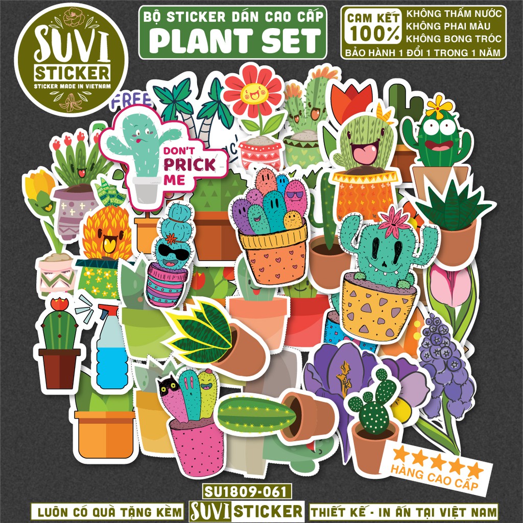 50 Sticker Hoa Lá Xương Rồng chống nước sticker dán laptop, điện thoại, đàn guitar, mũ bảo hiểm. MSP: O02