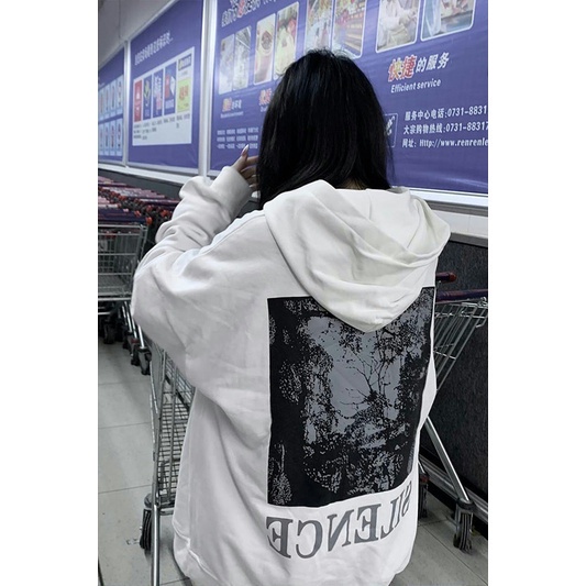 Áo Khoác Hoodie Tay Dài In Họa Tiết Phong Cách Retro Cá Tính