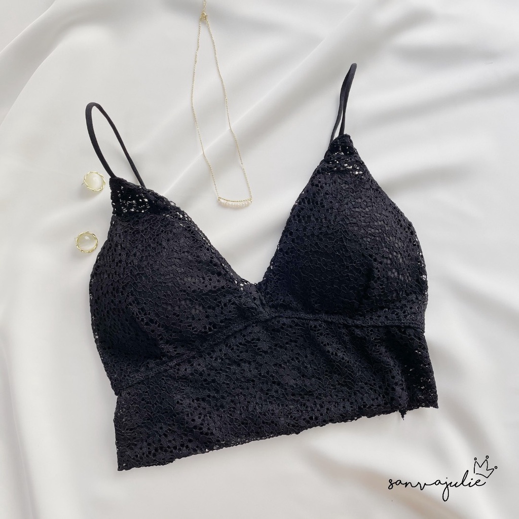 Áo lót mút mỏng dáng croptop Fiona ren - Áo bra mặc vest