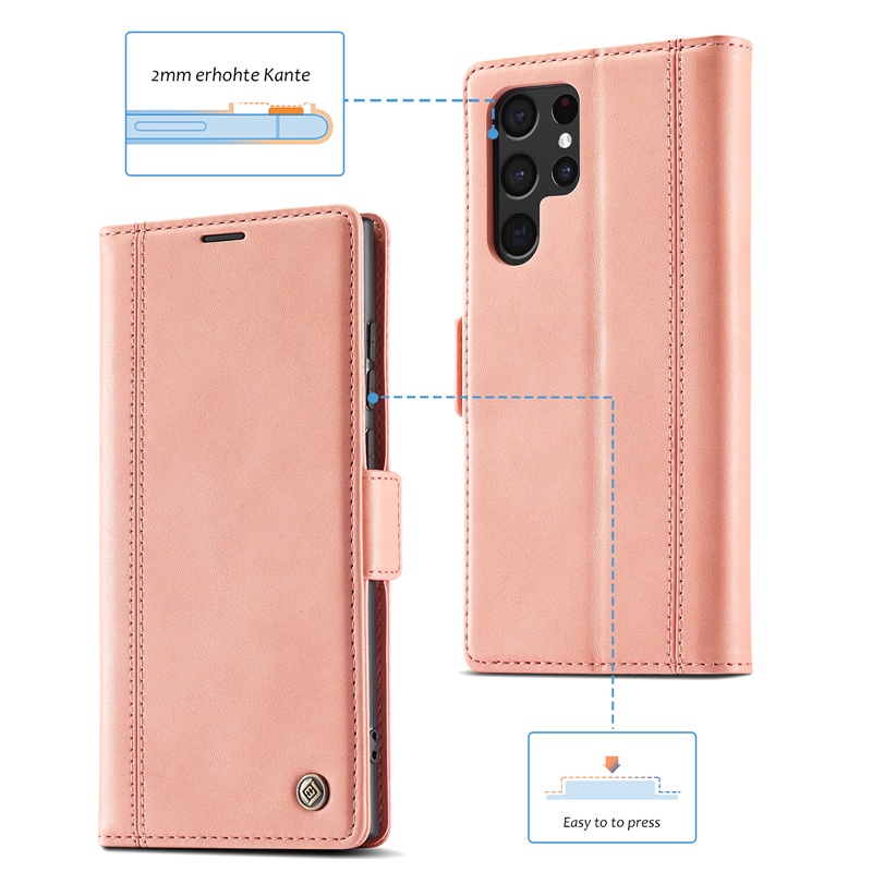 Bao Da Điện Thoại Nắp Lật Khóa Nam Châm Có Ngăn Đựng Thẻ Thời Trang Cho Samsung Galaxy S22 Ultra S21 S22 Plus S21 Ultra S21 FE Ốp