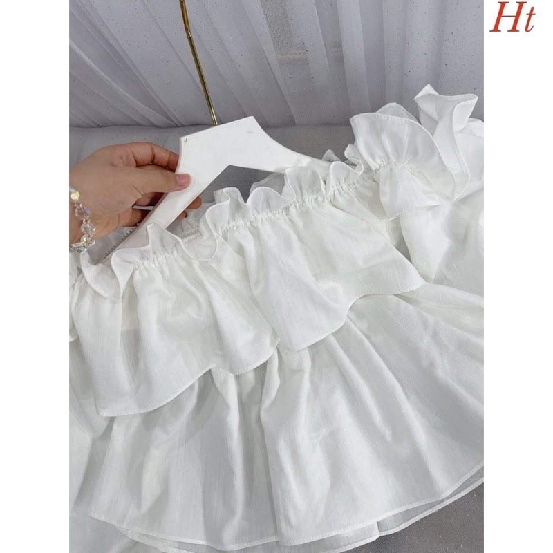 Áo trễ vai bánh bèo xếp lớp tay bồng H2A866