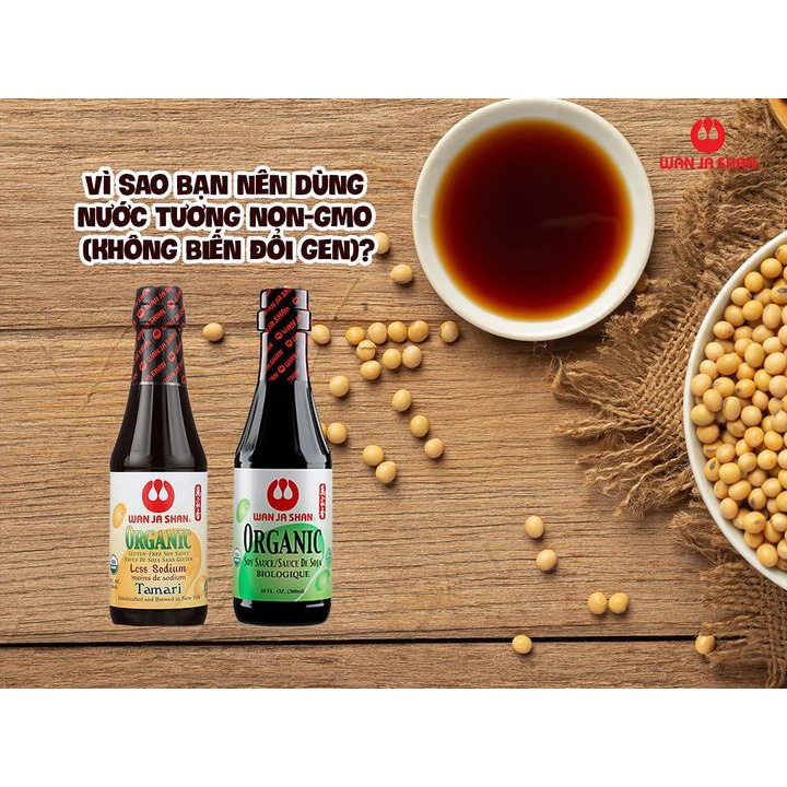 Nước Tương Ít Muối Hữu Cơ Wan Ja Shan Organic Soy Sauce Less Sodium 300ml