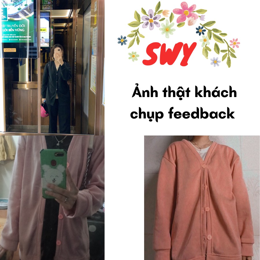 Áo cardigan Felt trơn from rộng kiểu dáng basic from rộng SWYshop ACT