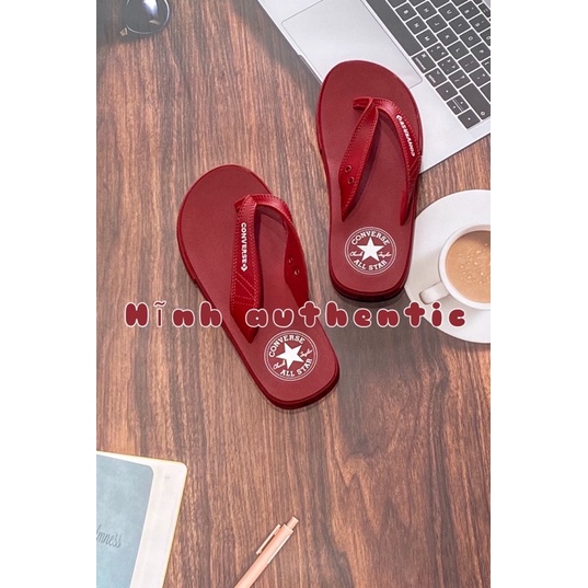 New - Dép Converse đỏ quai da chính hãng