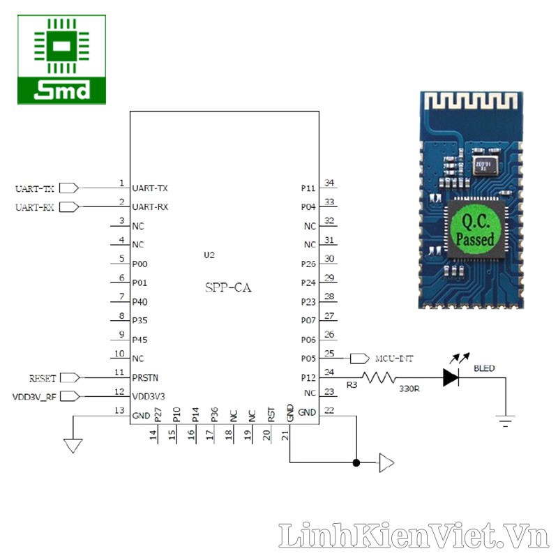 Module Bluetooth giá rẻ SPP-CA - HC06 (Không đế)