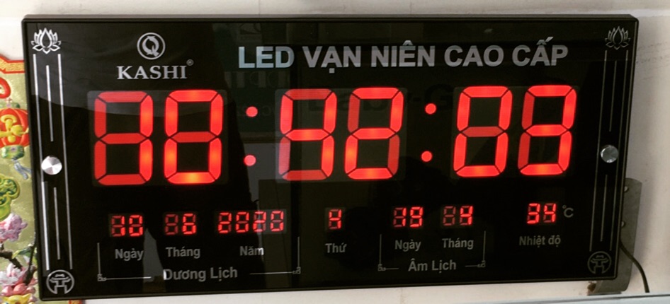 ( Chuẩn lịch âm ) Đồng hồ treo tường cắm điện led vạn niên Kashi Việt Nam chính hãng