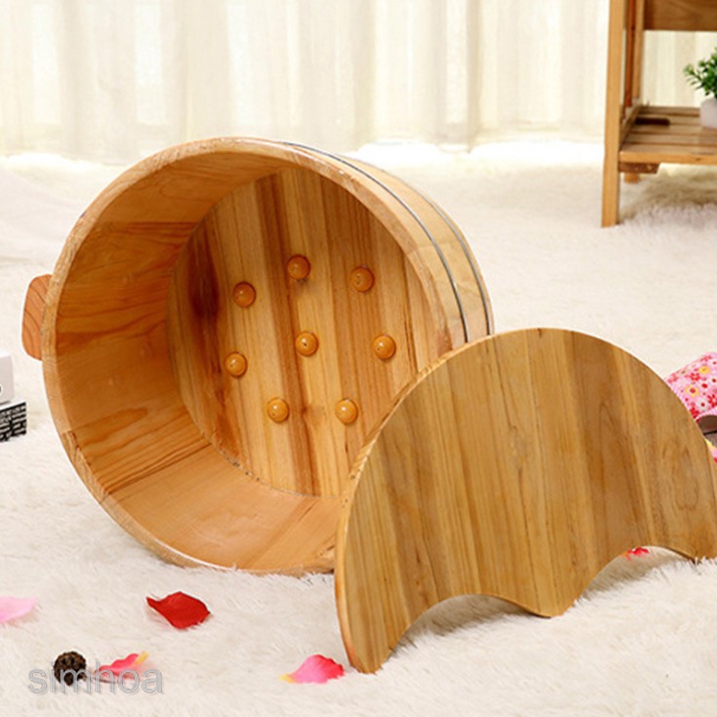 Xô gỗ trơn tắm mát xa chân tiện lợi