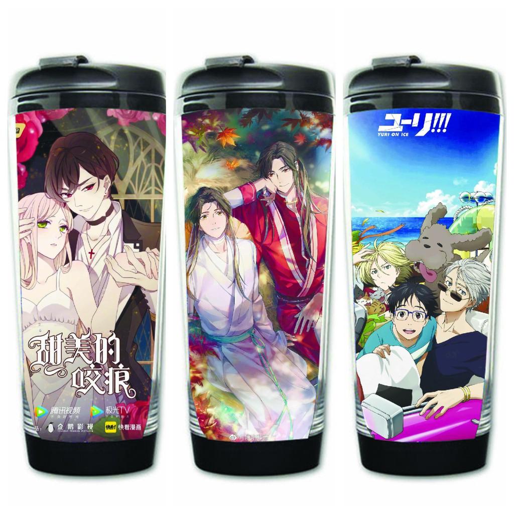 Bình nước IN HÌNH Thiên quan tứ phúc Vết cắn ngọt ngào Yurri on ice anime chibi cốc đựng quà tặng tiện lợi