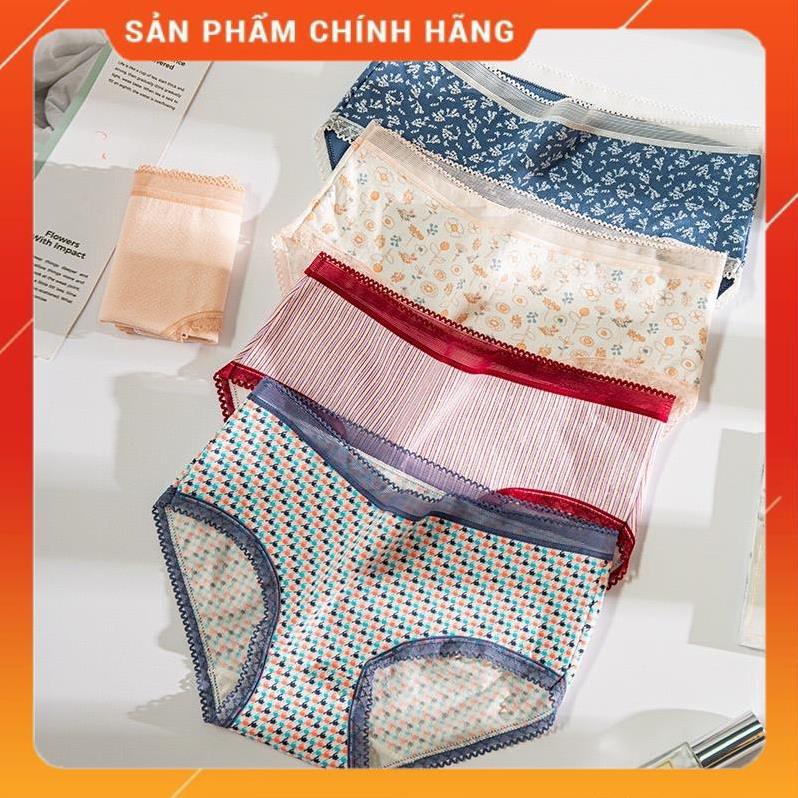 Quần Lót Nữ ❤️ Quần lót Nữ Cotton Cao Cấp Mềm Mịn Viền Ren Phối Họa Tiết Nổi Bật  0742
