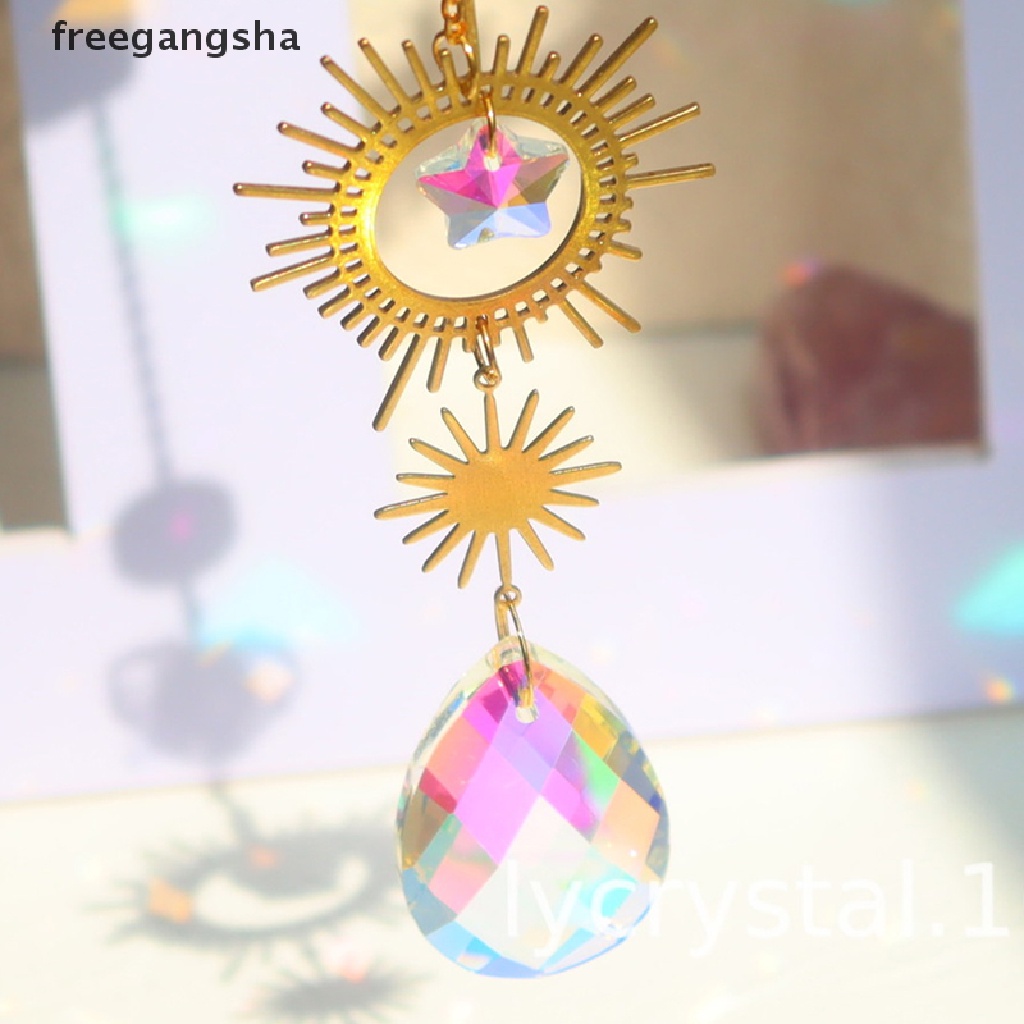 [FREG] Full Moon Sun Catcher Crystal Light Catcher Handmade Catcher Witchy Suncatcher FDH