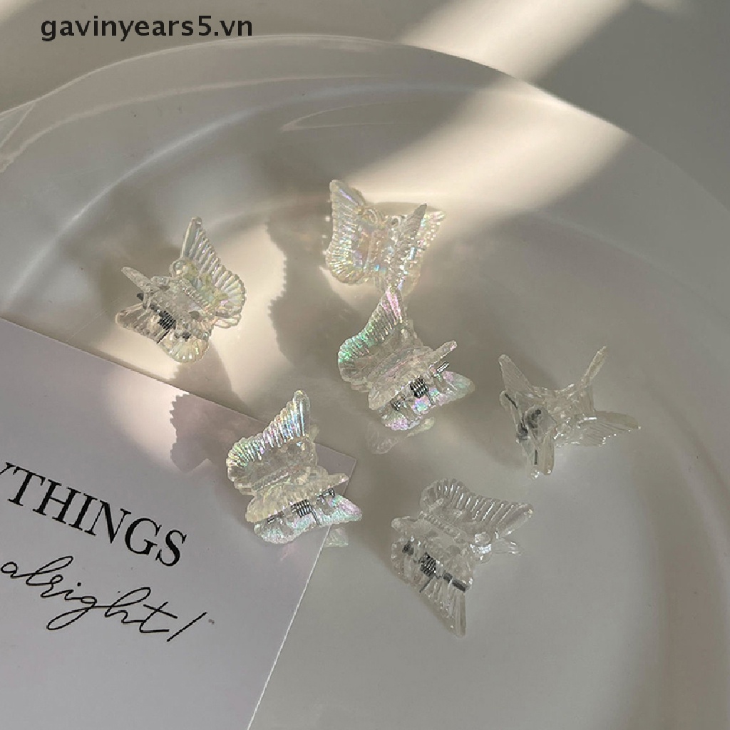 Set 10 Kẹp Tóc Hình Bướm Mini Bằng Nhựa Trong Suốt Dễ Thương Cho Bé Gái