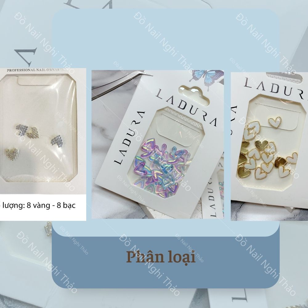 Charm nail trái tim cao cấp