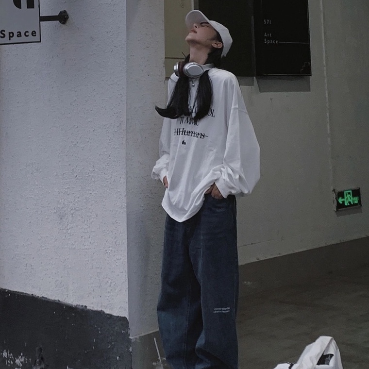 【ZHELIHANGFEI】Áo Thun Cotton Tay Dài Thiết Kế Đơn Giản Trẻ Trung Hợp Thời Trang