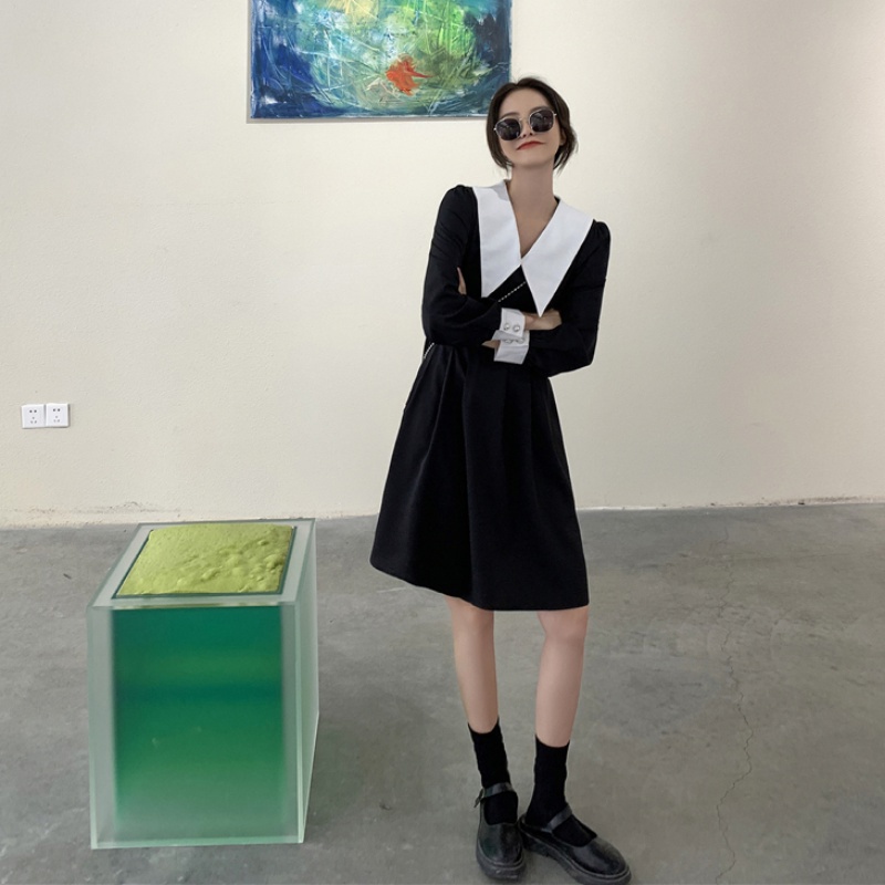 Đầm Nữ Dáng Ôm Màu Trơn Phong Cách Retro Hàn Quốc Mới