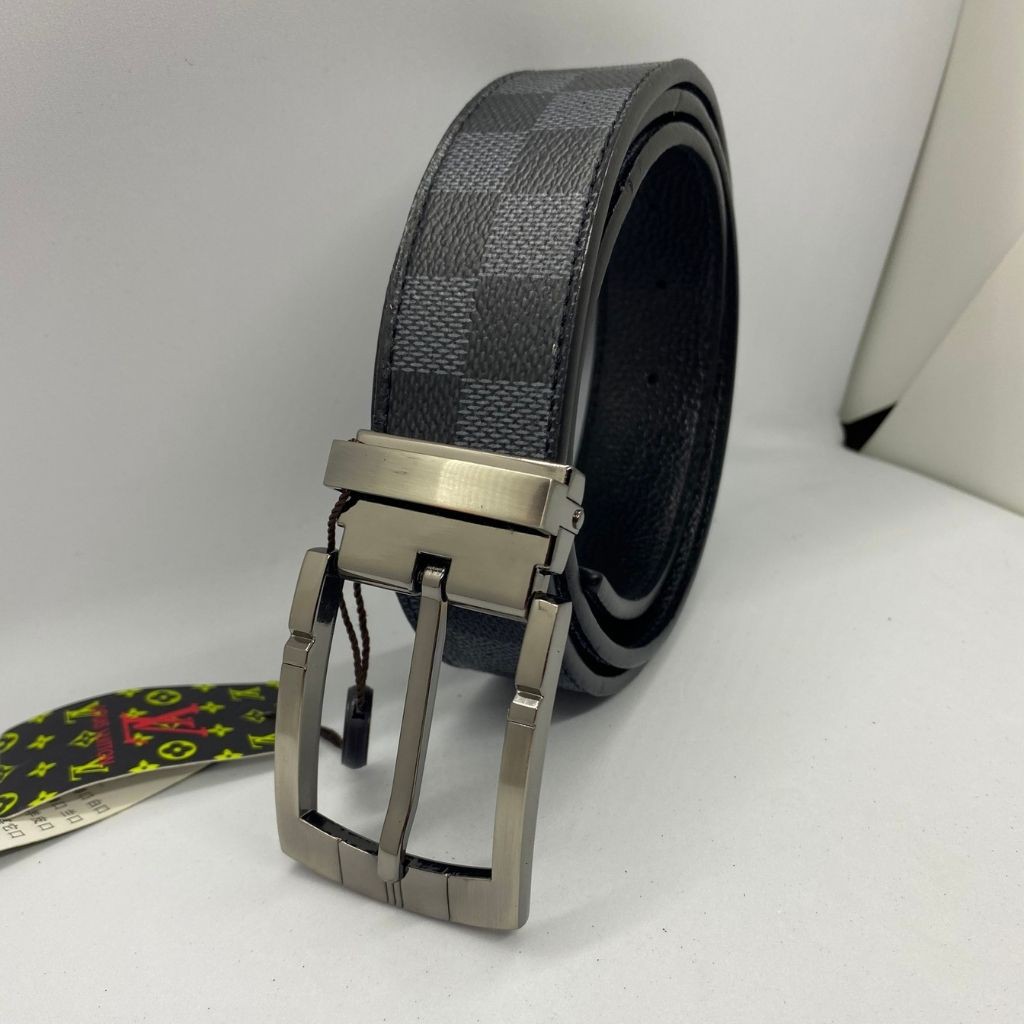 Thắt Lưng Nam/Dây Nịt Nam Kẻ Caro Bản 3.5cm Hàng Loại Đẹp Cao Cấp Mặt Khóa Lỗ Xỏ Kim Màu Xám