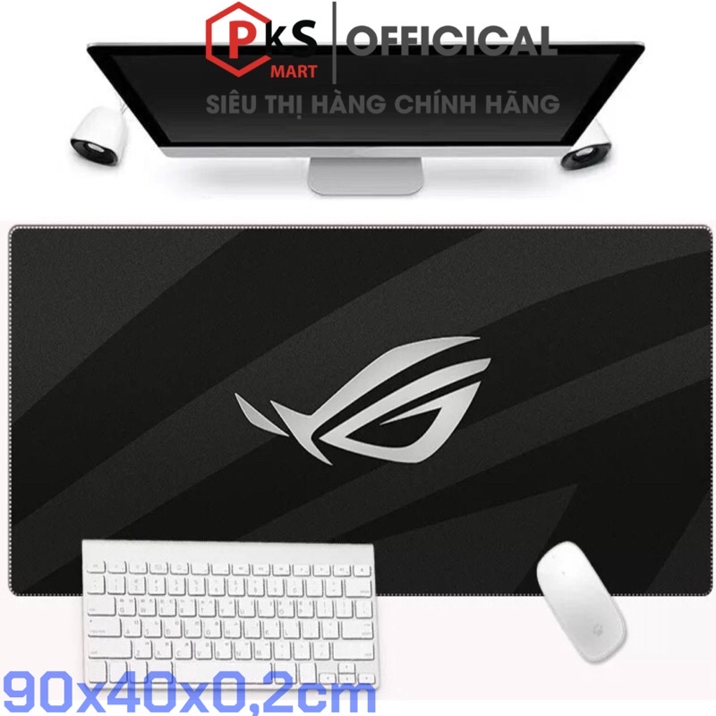 Lót Chuột Pad Chuột 90x40 AUS-ROG, Mực In Sắc Nét Không Bay Màu, May Bo Viền Độ Bền Cao, Đế Cao Su Chống Trơn Trượt