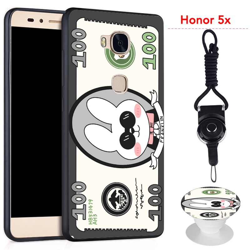 Ốp Điện Thoại Chống Sốc Có Nhẫn Đỡ Và Dây Đeo Cho Huawei Honor 5x / Gr5 2016 / Kii-L21 / Kii-L22 / Kii-L23