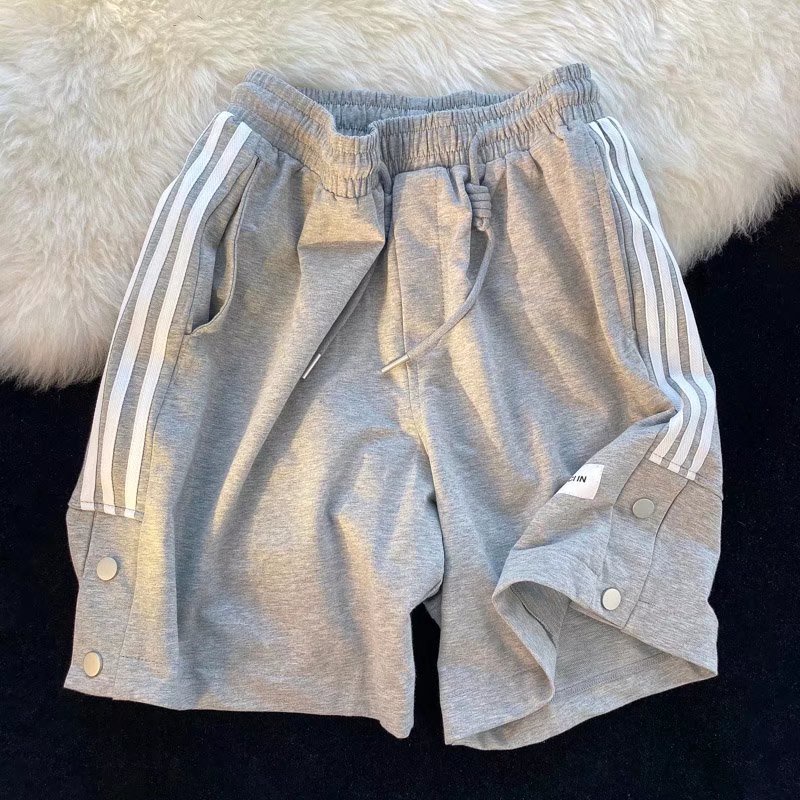 Quần Short Lưng Thun Ống Rộng Phối Sọc Bên Hông Phong Cách Hip Hop Đường Phố Hàn Quốc Cỡ M-3XL Cho Nam