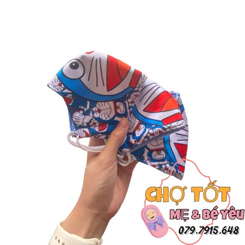 Khẩu Trang Vải Cotton 3 Lớp Mỏng Mát Cho Bé (doraemon)