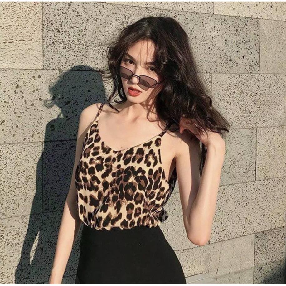 Áo 2 dây cổ tim da beo - MIN Boutiques - Ảnh thật - Vải voan cực mát cho những ngày hè ! ea