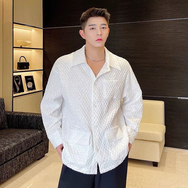 Áo Sơ Mi Thiết Kế Ba Chiều Dập Nổi Retro CX Dành Cho Nam