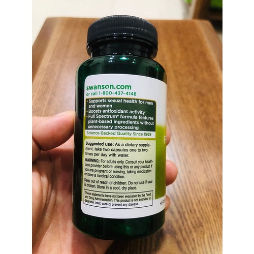 Swanson Full Spectrum Maca 500mg 100 Viên Hỗ trợ sinh lý nam nữ