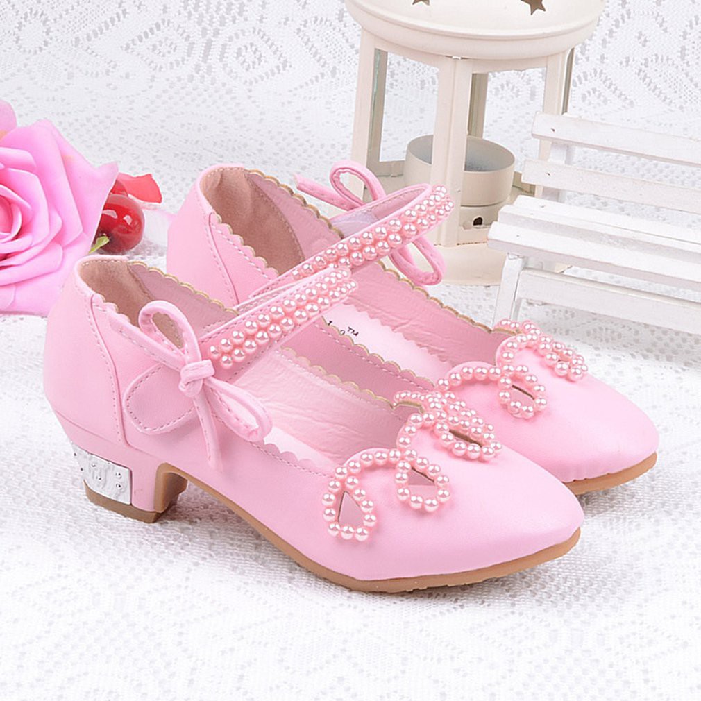 Giày Sandal Công Chúa Đế Bằng Sf15.7-18.1cm Đính Ngọc Trai Cho Bé Gái