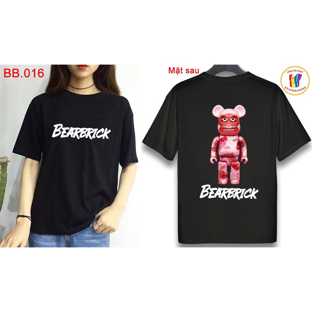 áo thun nam nữ unisex form rộng tay lỡ in 2 mặt hình bearbrick dễ thương