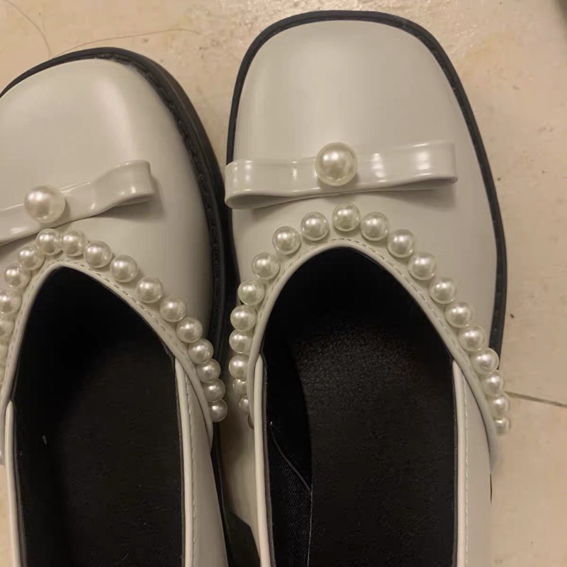 (Order kèm ảnh thật) Giày Mary Jane nữ chất da lì, giày nữ đế bằng phối quai ngọc | BigBuy360 - bigbuy360.vn