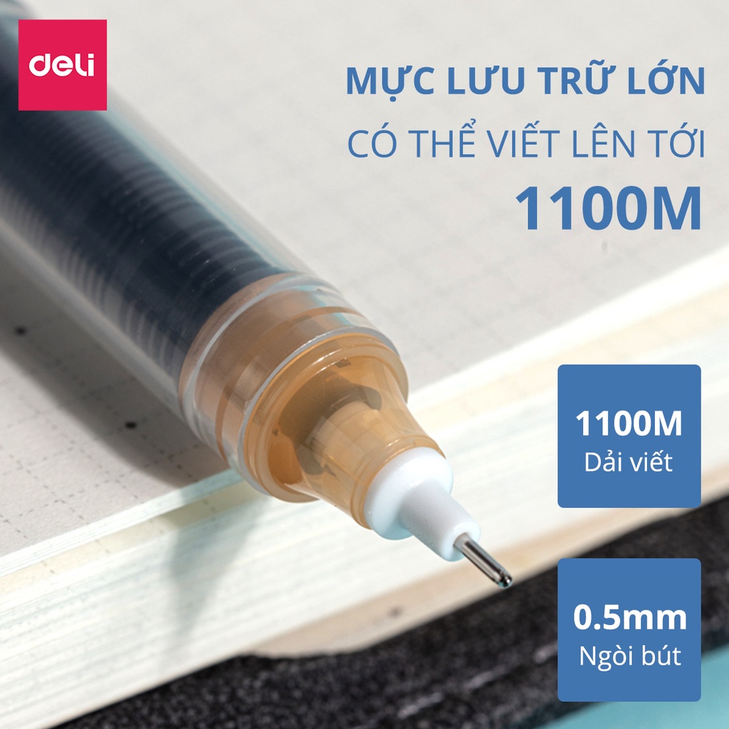 Bút bi nước mực gel nắp đậy vỏ nhiều màu 0.5mm Deli xinh xắn nhanh khô viết đều trơn tru lâu hết mực chất lượng cao S867