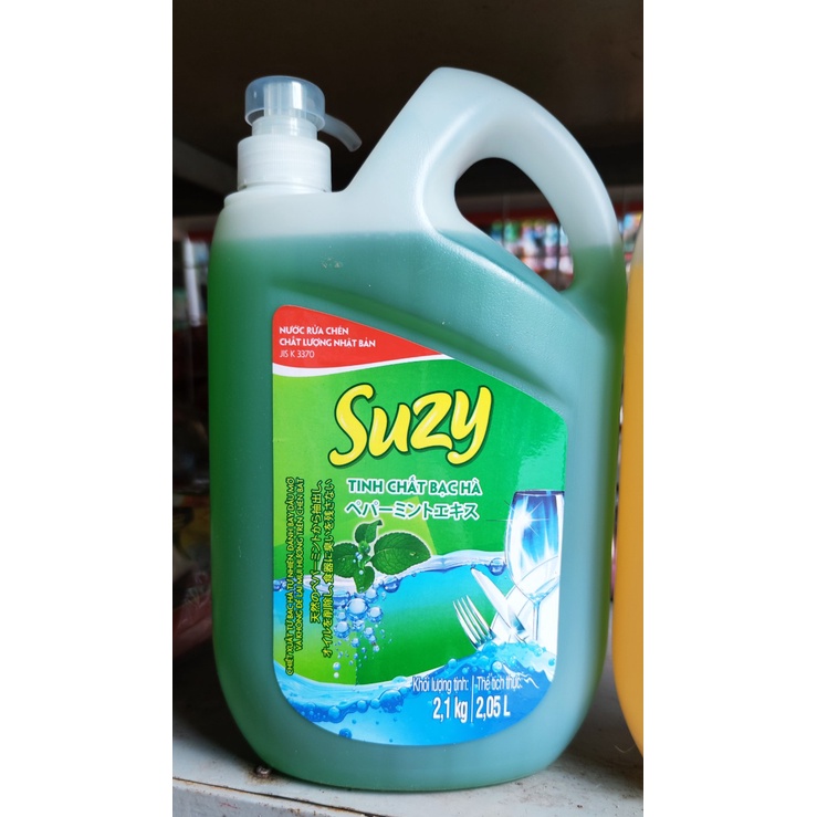 Nước rửa chén Suzy can 2,1kg có vòi nhấn - Công nghệ nhật bản