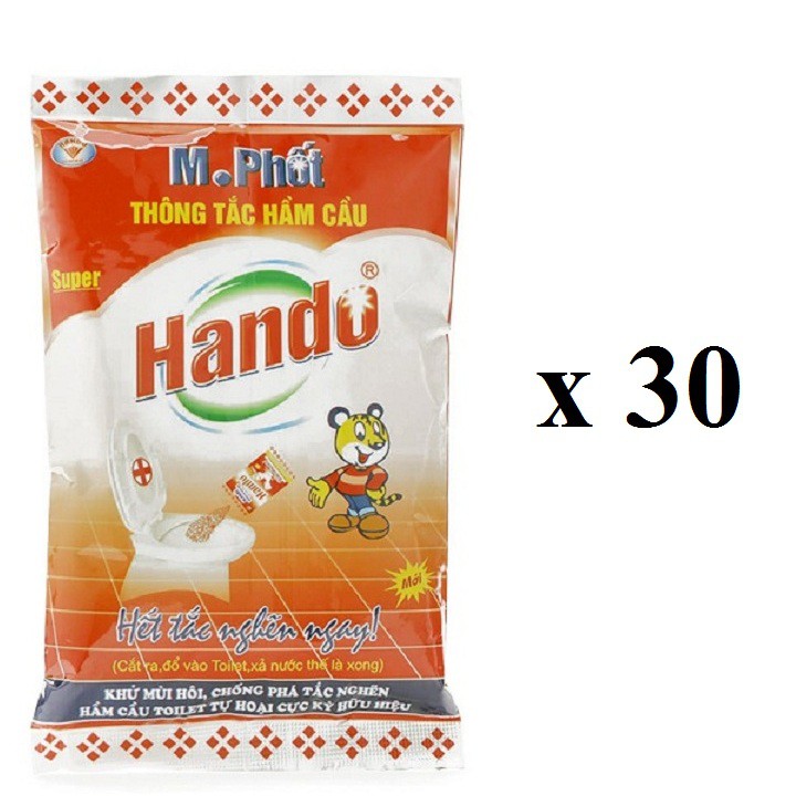 Bộ Sỉ 30 Gói Bột Thông Tắc Hầm Cầu Bể Phốt Hando 215g