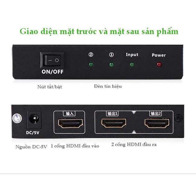 Bộ chia cổng HDMI 1 ra 2 Hỗ trợ full HD Chính hãng Ugreen 40201 Cao cấp_Hàng chính hãng bảo hành 18 tháng