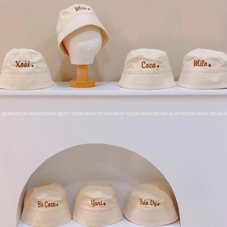 [BEAR ROOM] Nón bucket thêu tên bé