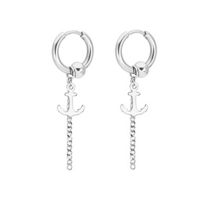 Bông Tai Nam Tòn Ten Hình Mỏ Neo Titan Cao Cấp TT 1647