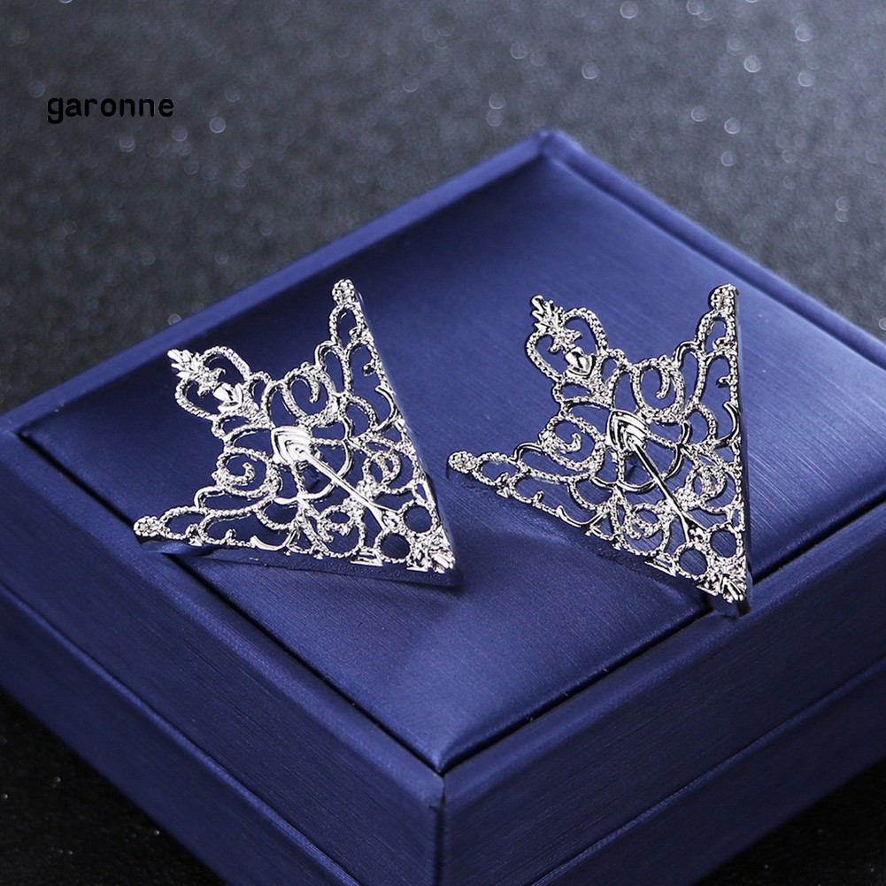 GA_1Pair Unisex Fashion Hollow Geometric Flower Brooch Pin Suit Tie Hat Scarf Badge
