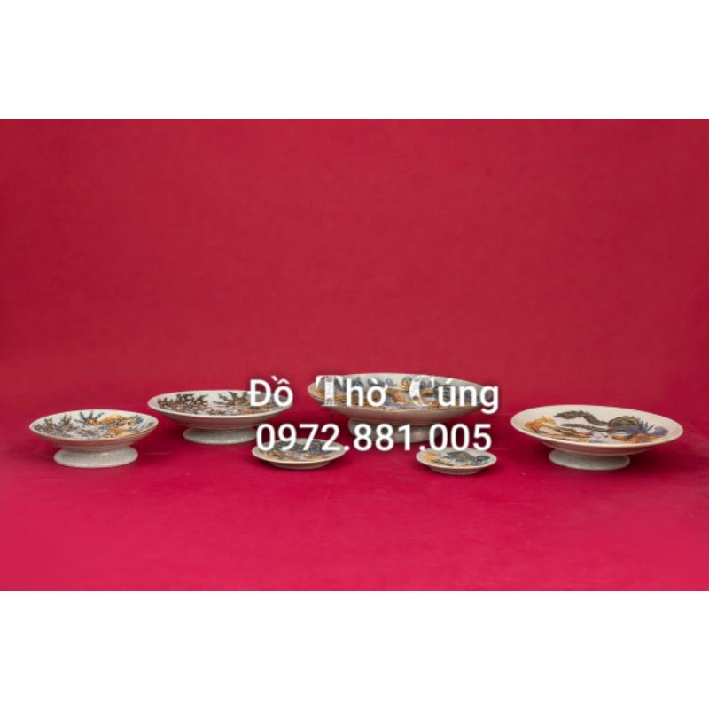 Mâm bồng rồng đắp nổi cao cấp Bát Tràng