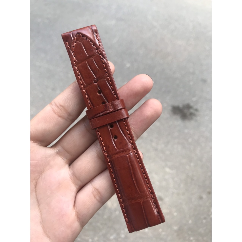 Dây Da Đồng Hồ Da Cá Sấu Nam Đủ mầu Vân Đốt Tre Đủ Size (Trong lót da bò)