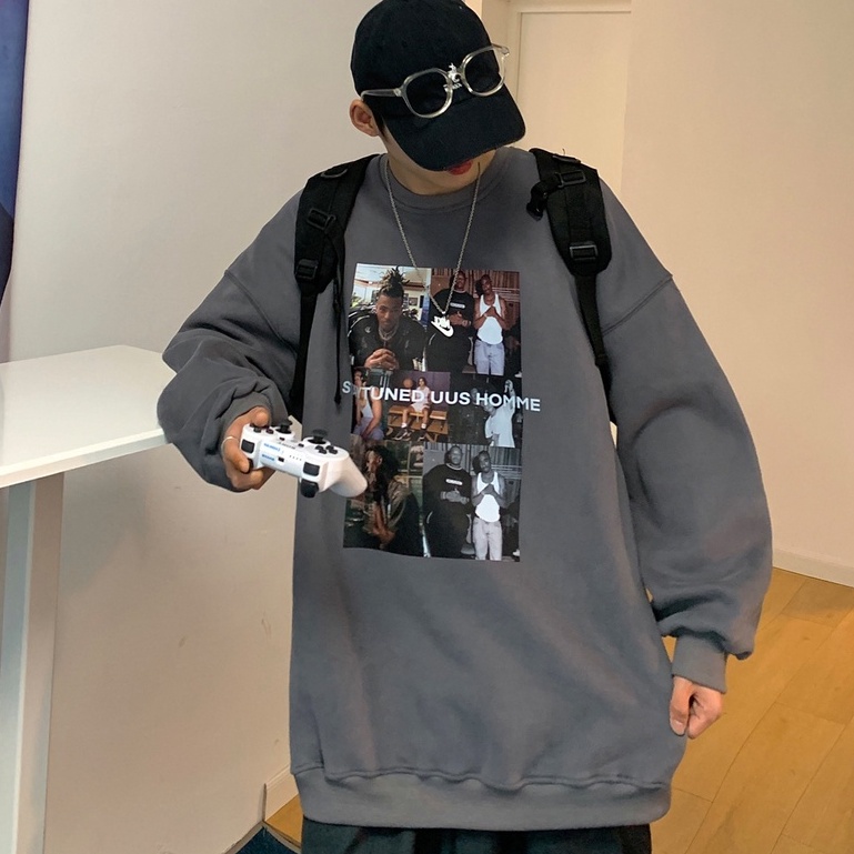 Áo nỉ nam dài tay dáng rộng thời trang Hàn Quốc sành điệu