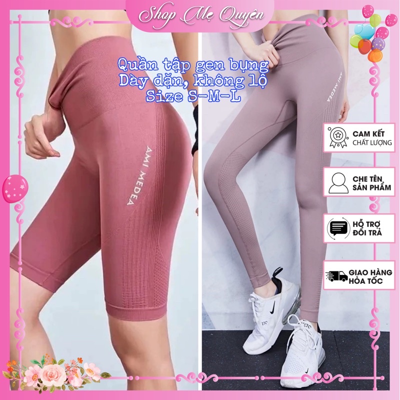 Quần tập định hình Ami cạp cao gen bụng, chất liệu dệt kim cao cấp- hack chân dài miên man