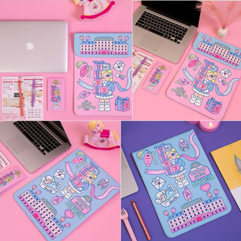 Túi chống sốc 12 13.3 15 inch da PU cho laptop Macbook Pro Bentoy Milkjoy The grand Budapest Lobby girl