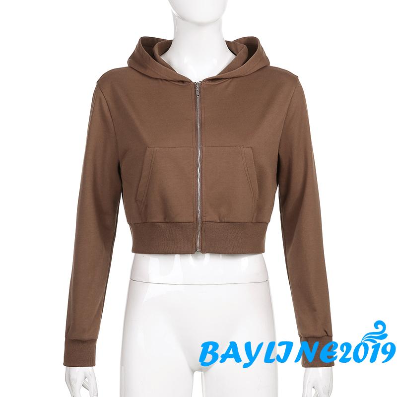 Áo Khoác Lửng Tay Dài Khóa Kéo Thời Trang Cho Nữ | BigBuy360 - bigbuy360.vn